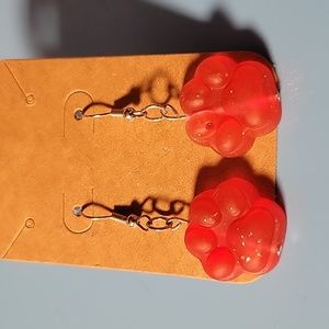 Matte Glittery Red Handmade Pawprint Earrings